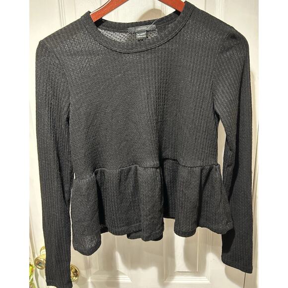 New York & Company Tops - Cozy Knit Black Peplum Boho Shirt Top, Y2K Size Small New York & Company NWT